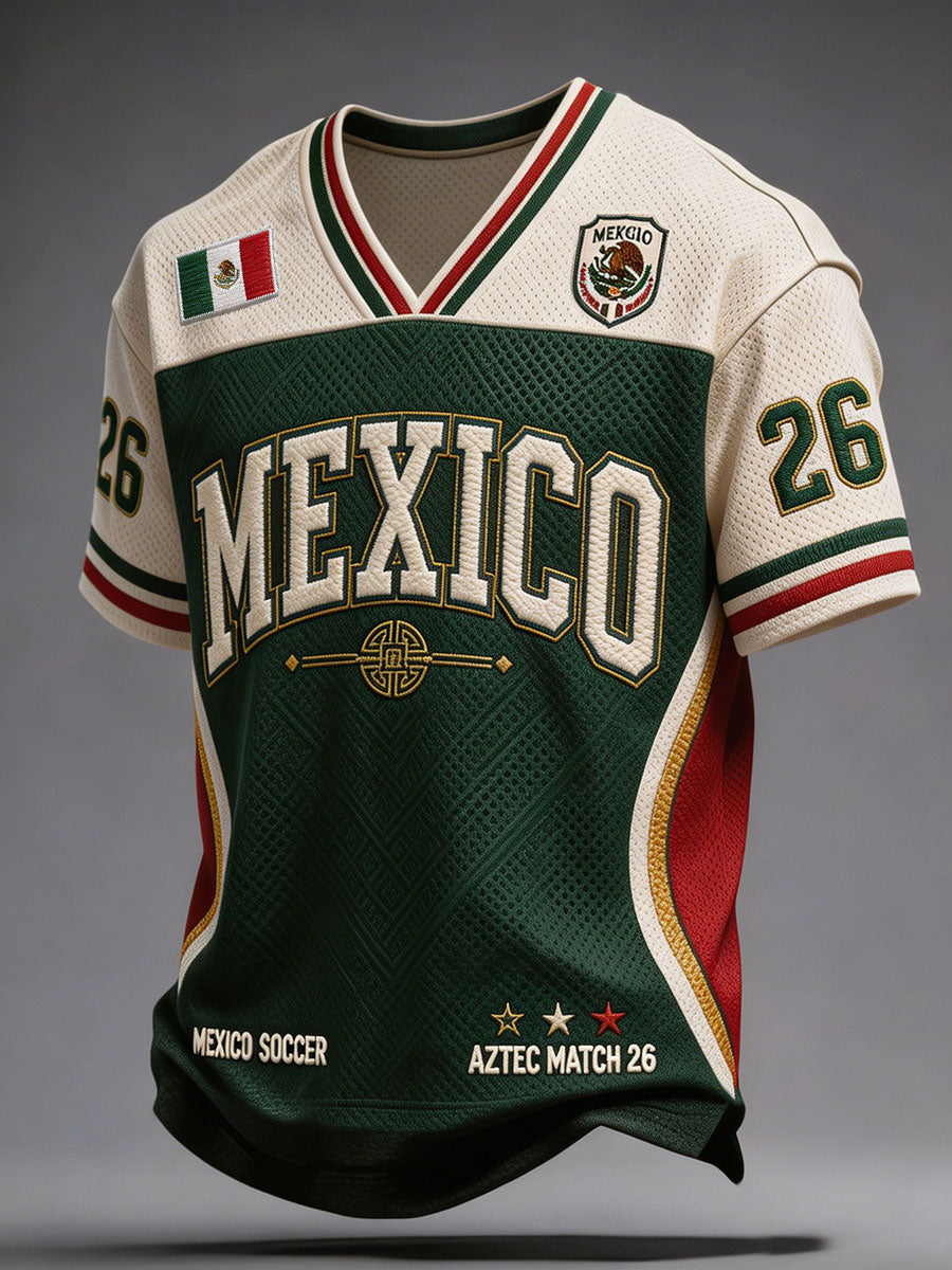 Men's Mexico Football Lover Art Printed T-shirt