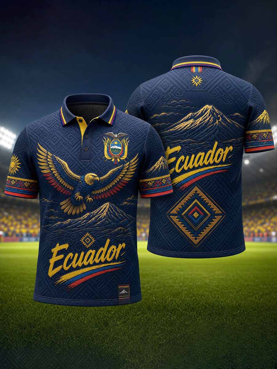 Men's Ecuador Football Printed Polo Shirt