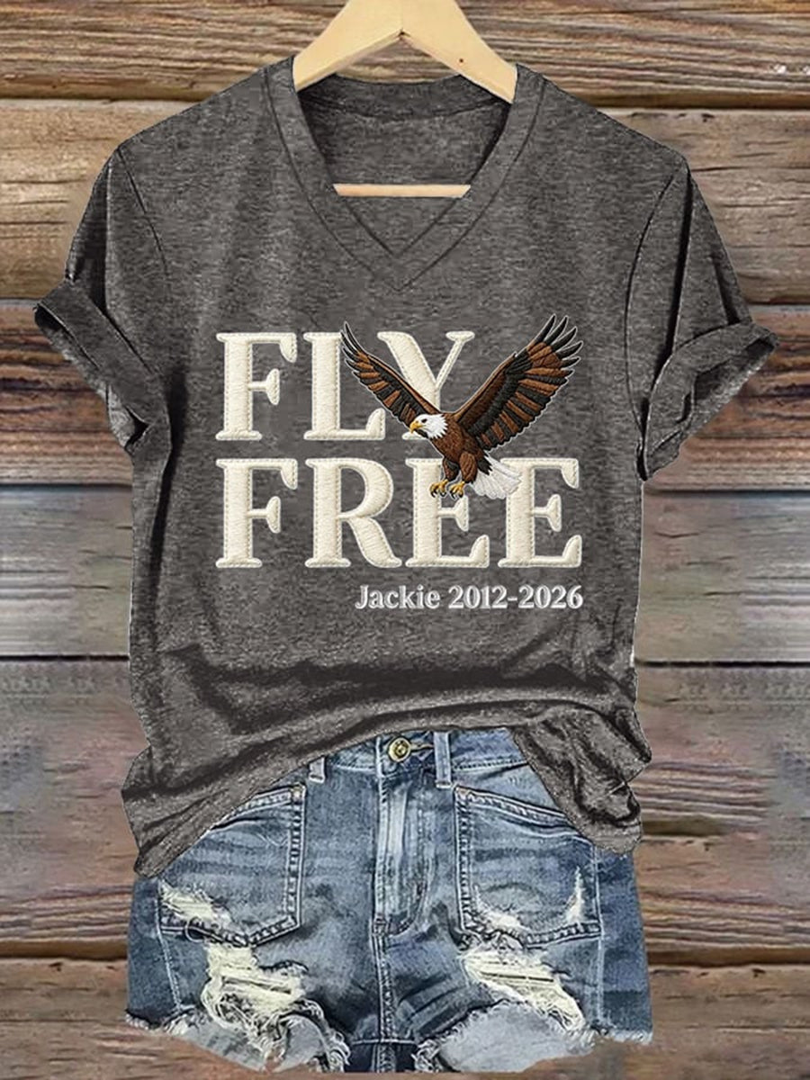 Women's Forever Big Bear Eagle Jackie V-neck T-shirt