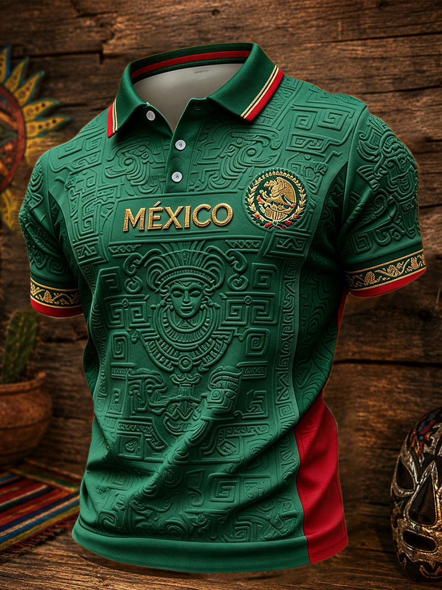 Men's Mexico Football Lover Art Printed Casual Tops