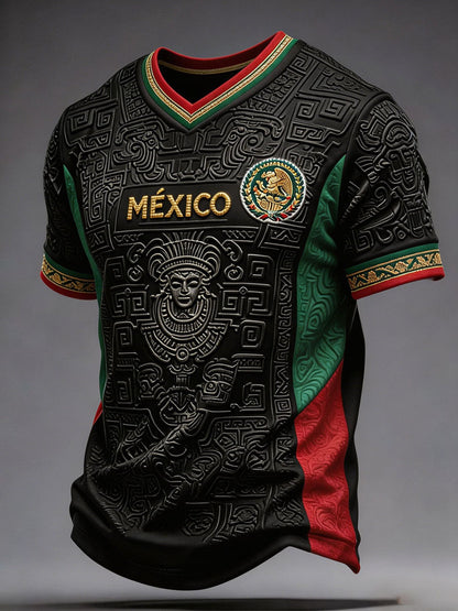 Men's Mexico Football Lover Art Printed T-shirt