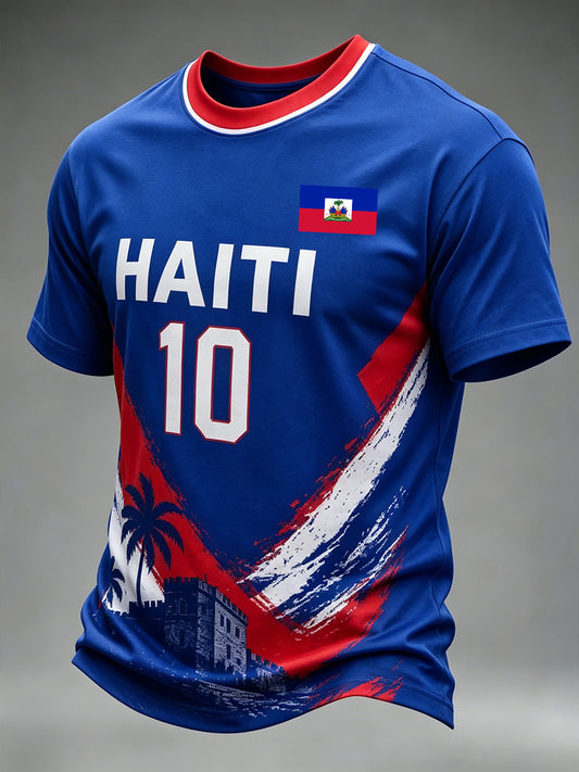 Men's Short-Sleeved T-Shirt With Football Print