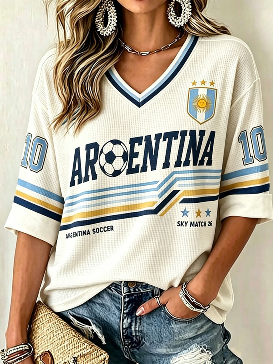 Women's Argentina Football Waffle T-shirt