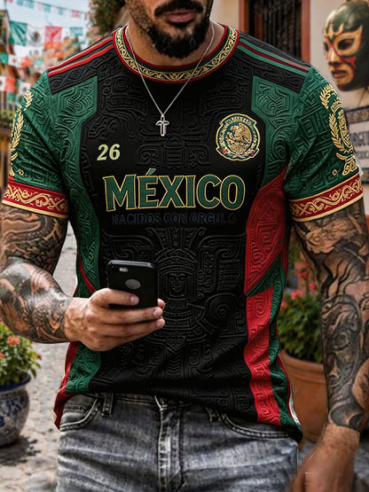 Men's Mexico Football Lover Art Printed T-shirt
