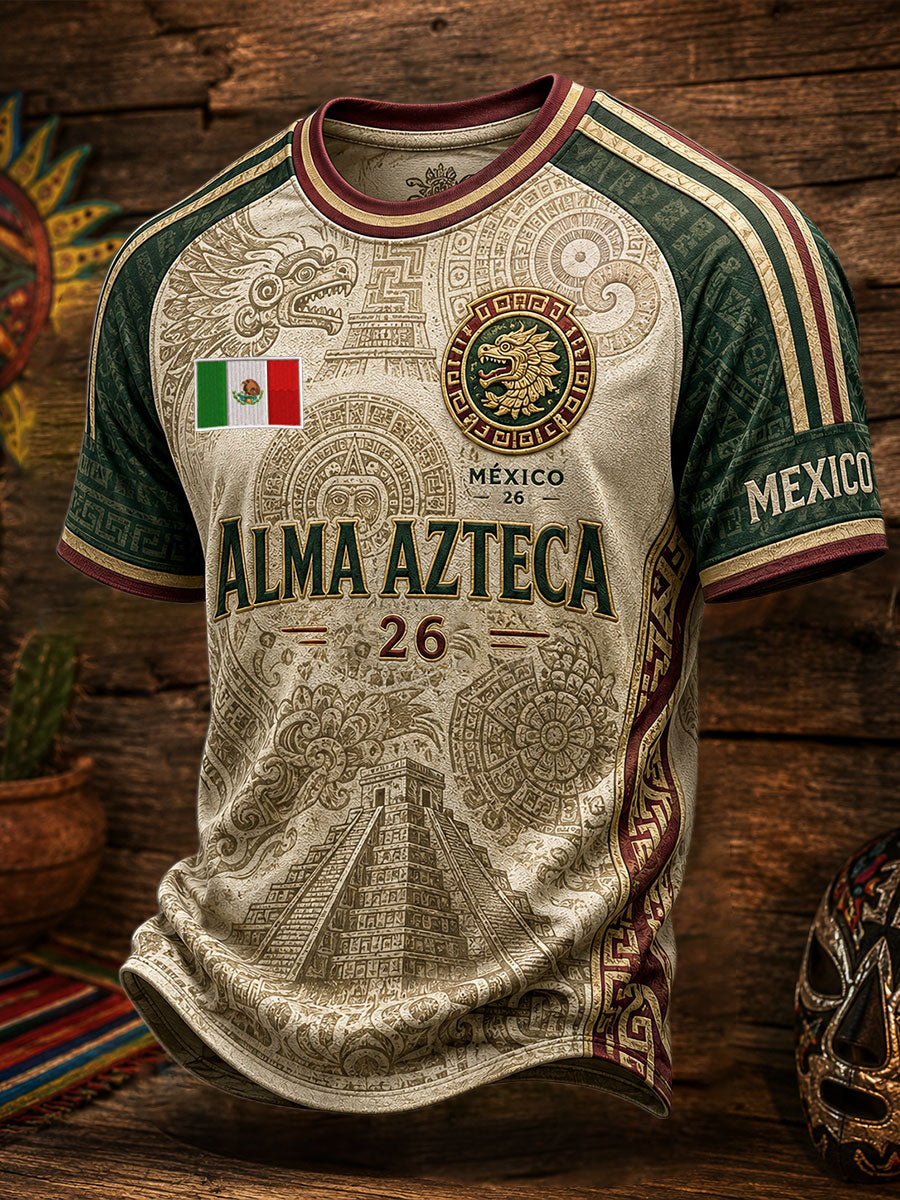Men's Mexico Football Lover Art Printed T-shirt