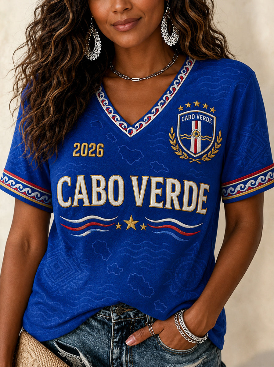 Women's Gift For Football Fans Print Casual V-Neck Tee