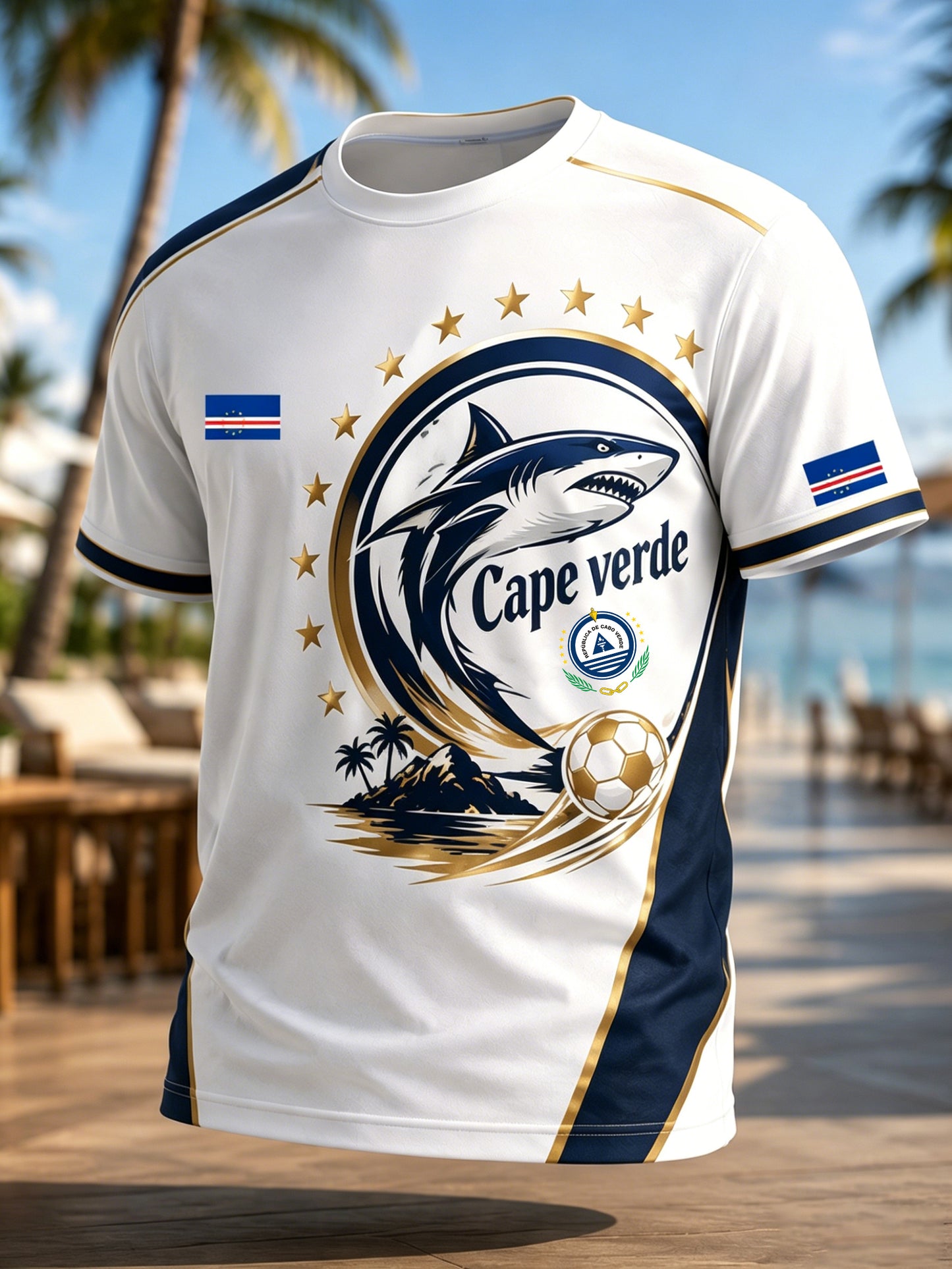 Men's Cape Verde Football Match Cheering Art Print T-Shirt