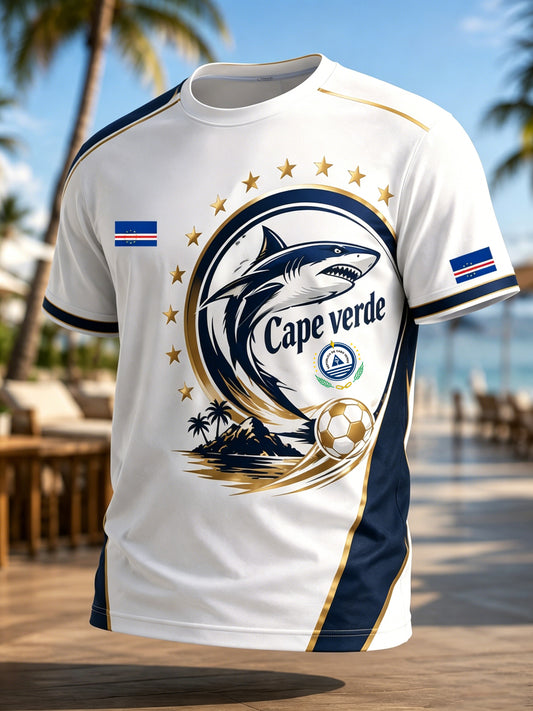 Men's Cape Verde Football Match Cheering Art Print T-Shirt
