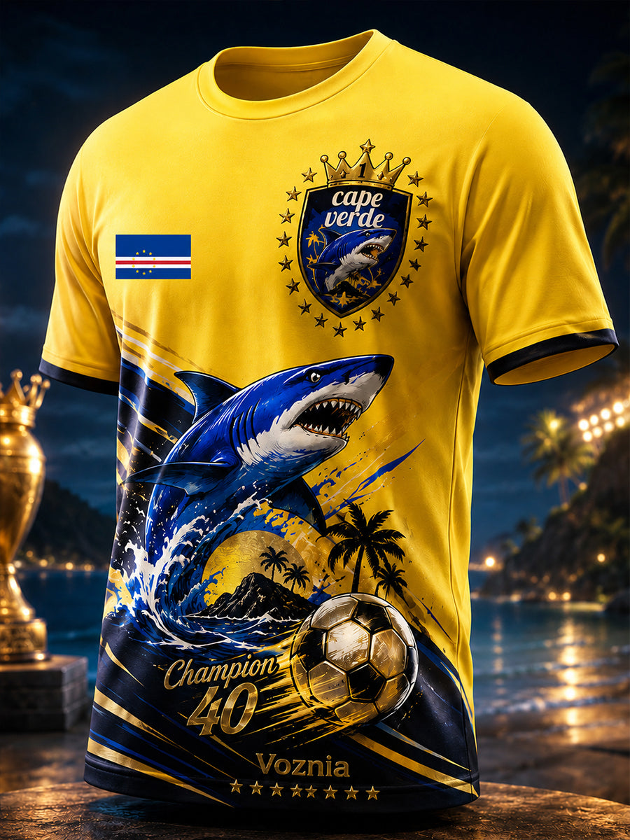 Men's Cape Verde Football Match Cheering Art Print T-Shirt