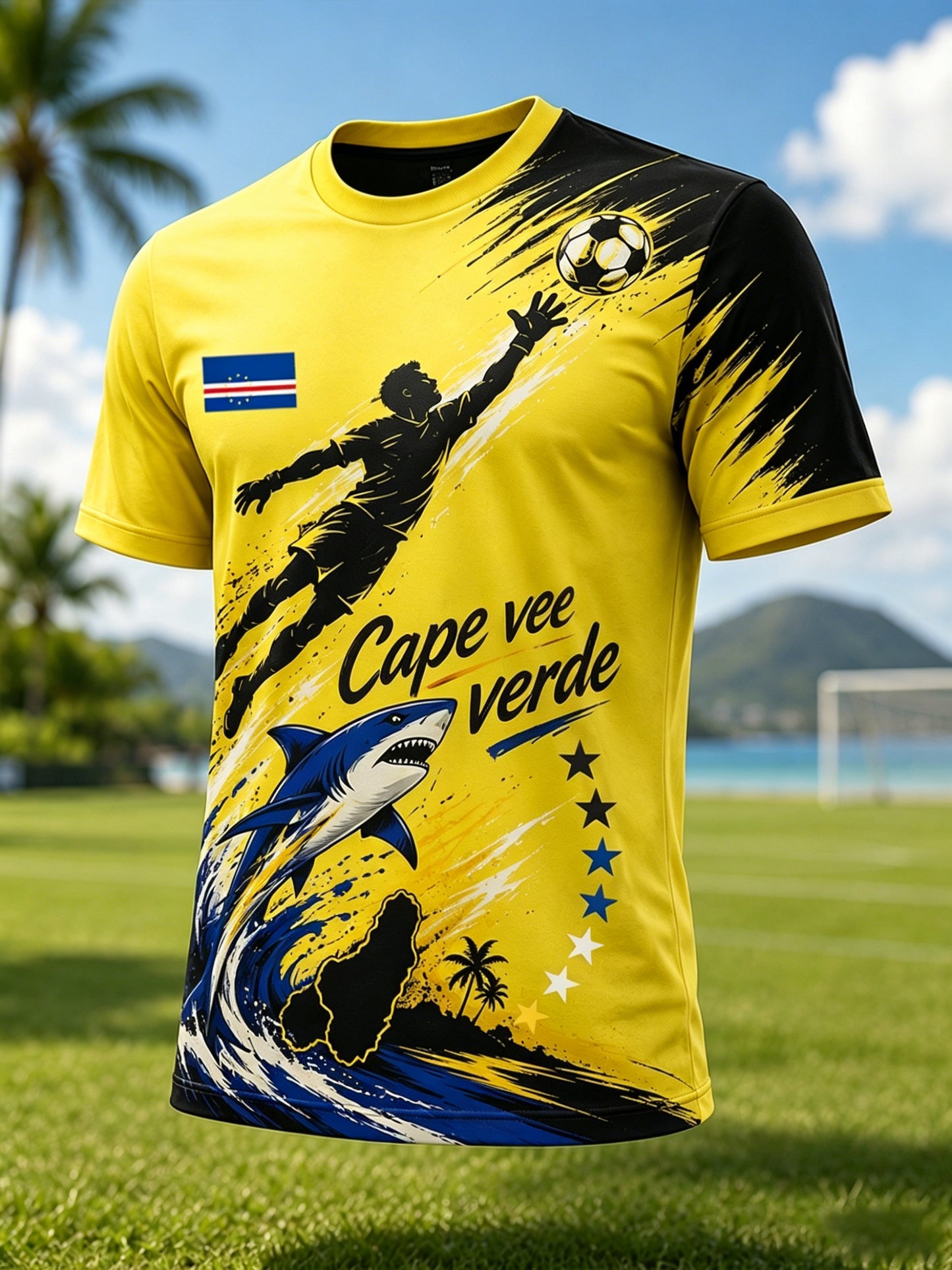 Men's Cape Verde Football Match Cheering Art Print T-Shirt