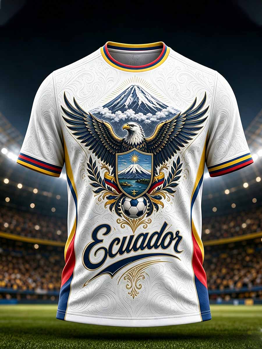Men's Fashion Ecuador Football Printed T-Shirt