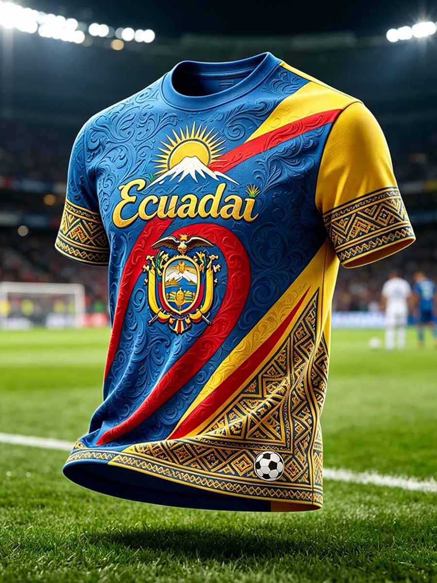 Men's Fashion Ecuador Football Printed T-Shirt