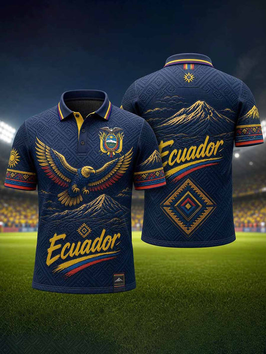 Men's Ecuador Football Printed Polo Shirt