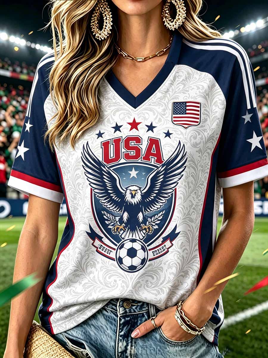 Women's Fashion American Football Print T-Shirt