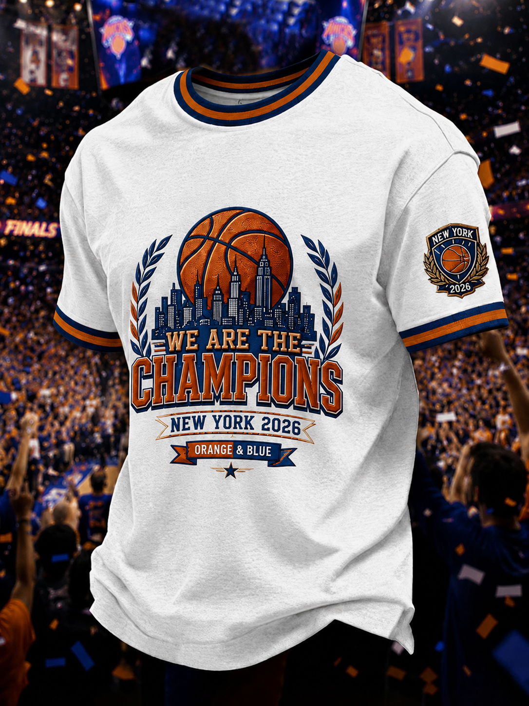 Men's New York Basketball Champions Celebration Print Casual Tee