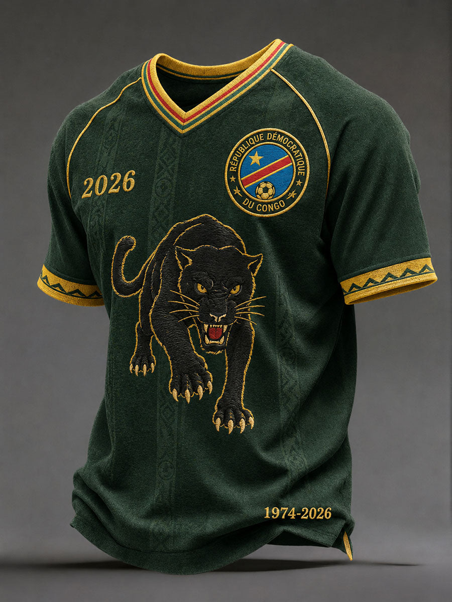 Men's 2026 Democratic Republic of Congo Football V-Neck T-Shirts