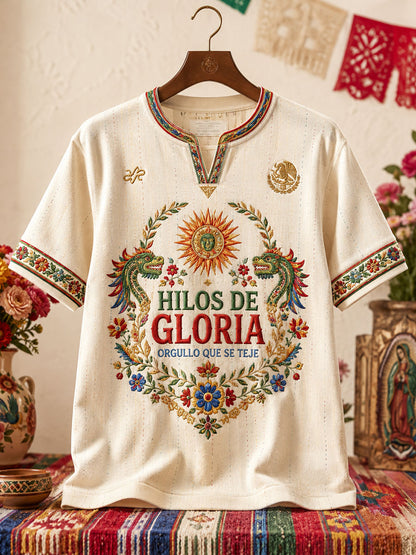 Women's Mexico Pride Art Printed Linen T-shirt