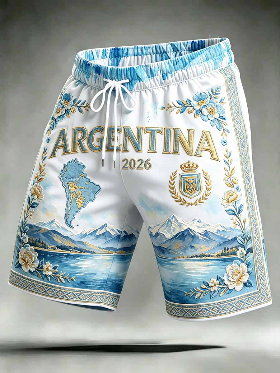 Men's Argentina Football Printed Souvenir Shorts