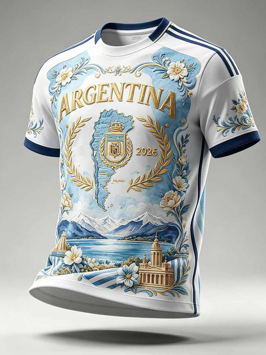 Men's Argentina Football Printed Souvenir T-Shirt