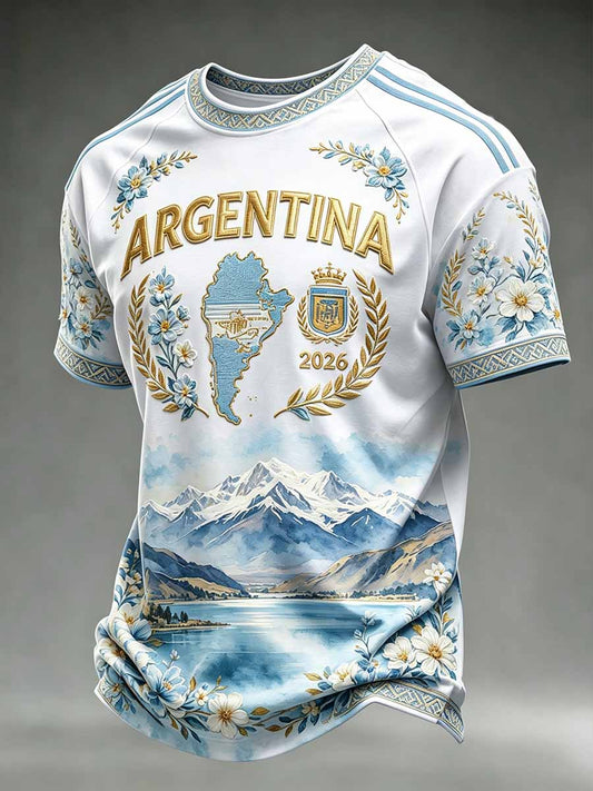 Men's Argentina Football Printed Souvenir T-Shirt
