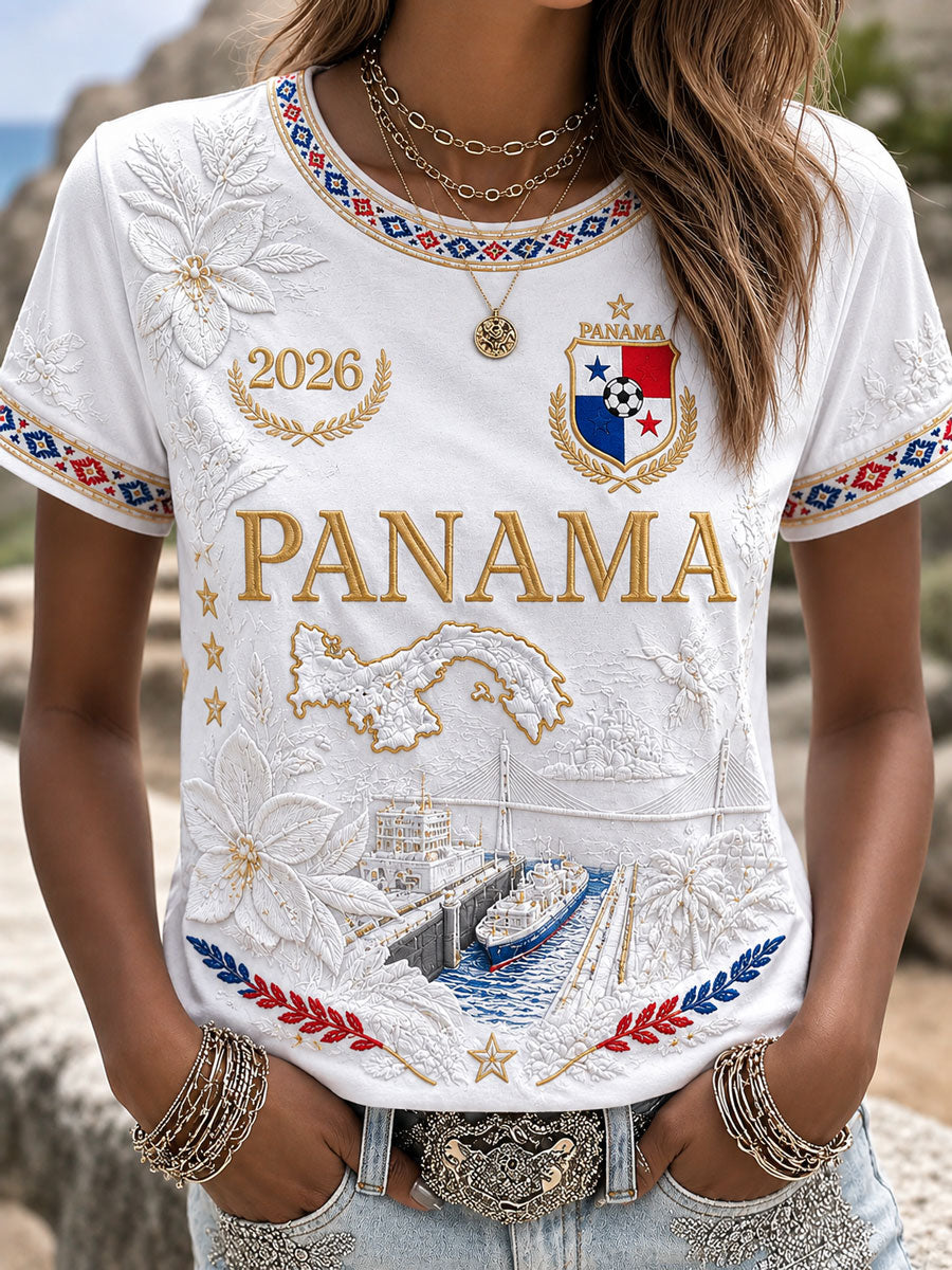 Women's Panama Soccer Print Casual T-shirt
