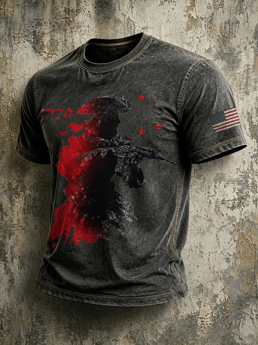 Men's Independence Day 4th of July Art Printed T-shirt