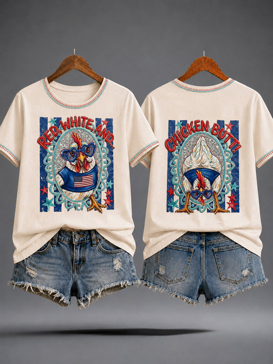 Women's Funny 4th of July Print Casual T-shirt