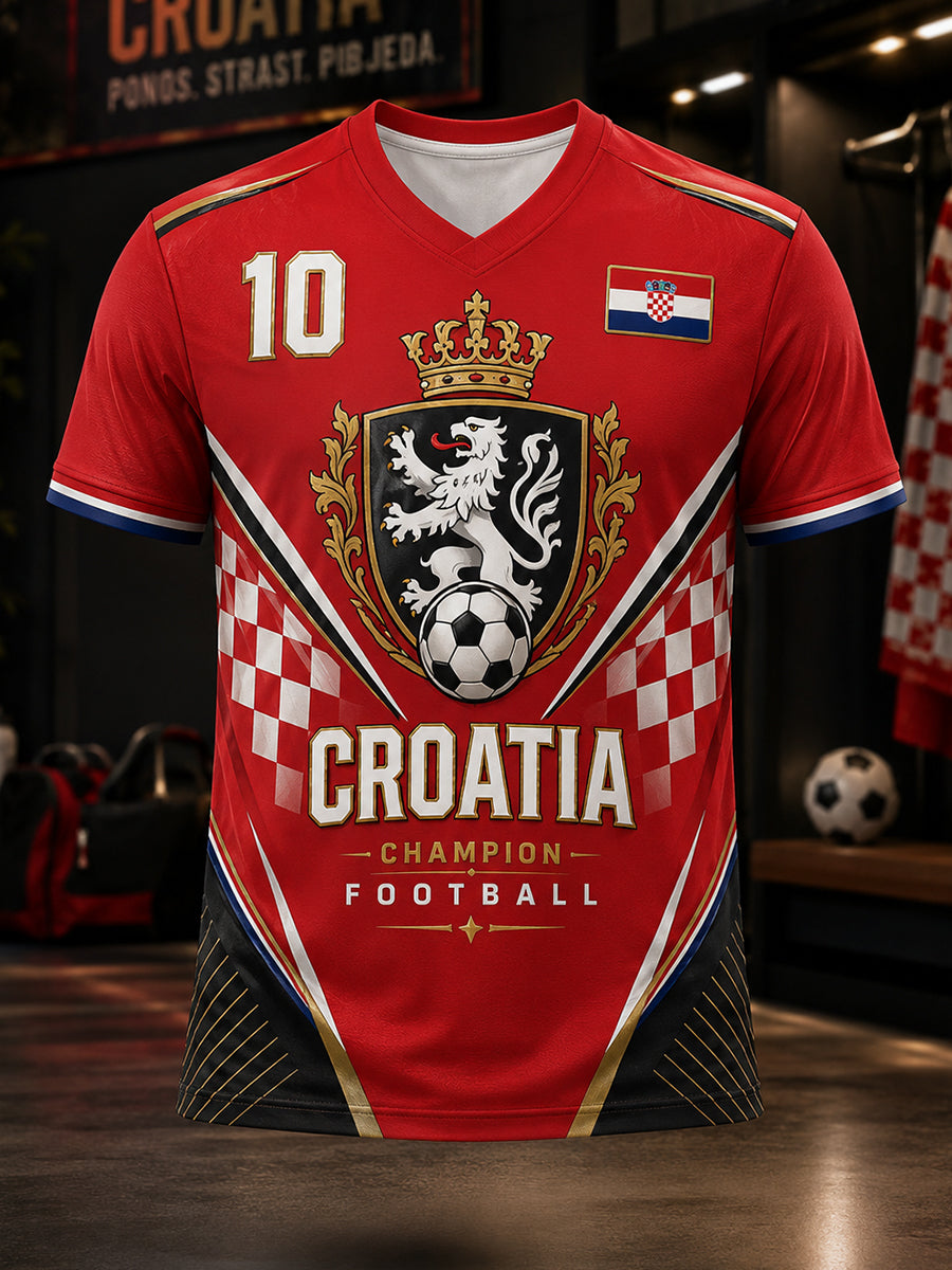 Men's Croatian Football Match Cheering Element Art Print T-Shirt