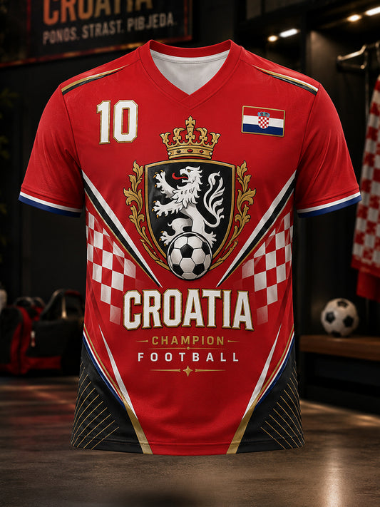 Men's Croatian Football Match Cheering Element Art Print T-Shirt