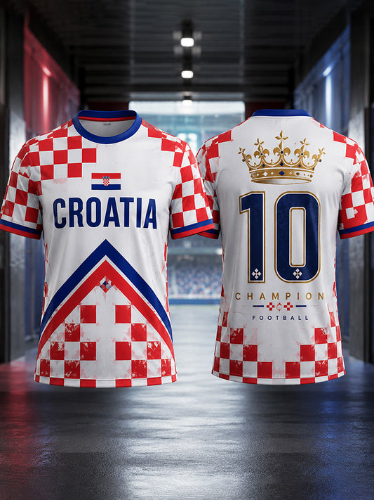 Men's Croatian Football Match Cheering Element Art Print T-Shirt