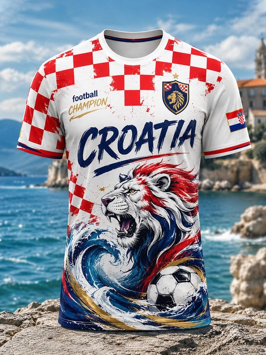 Men's Croatian Football Match Cheering Element Art Print T-Shirt