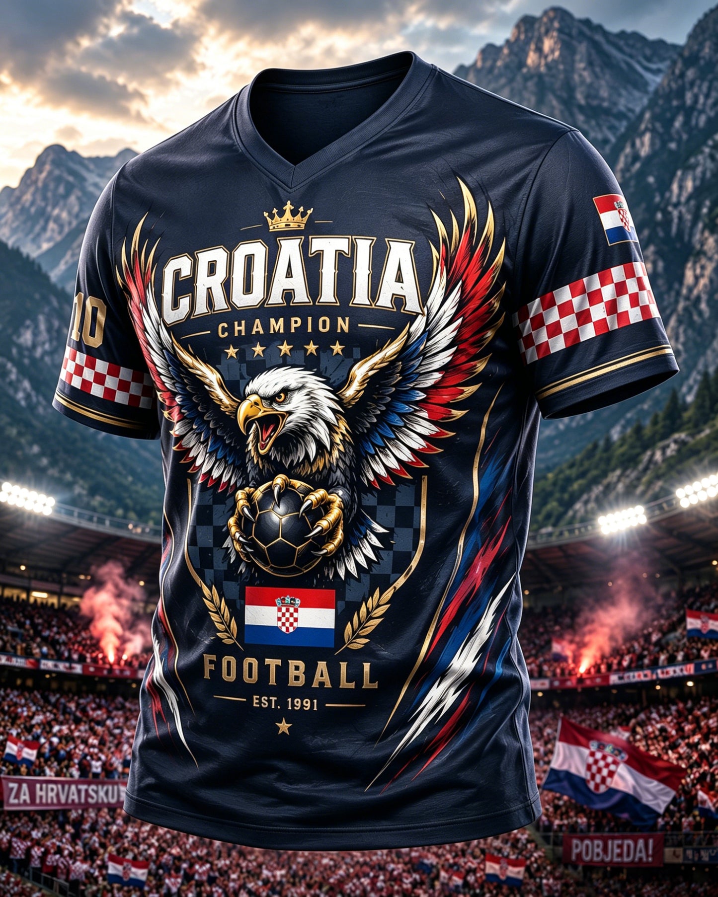 Men's Croatian Football Match Cheering Element Art Print T-Shirt