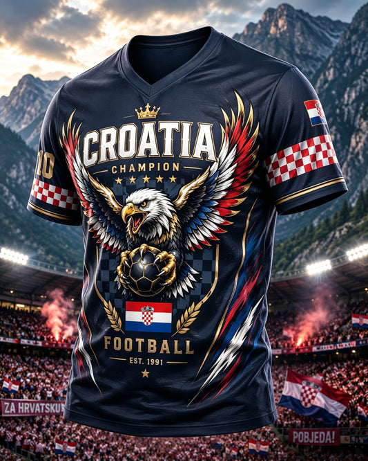 Men's Croatian Football Match Cheering Element Art Print T-Shirt