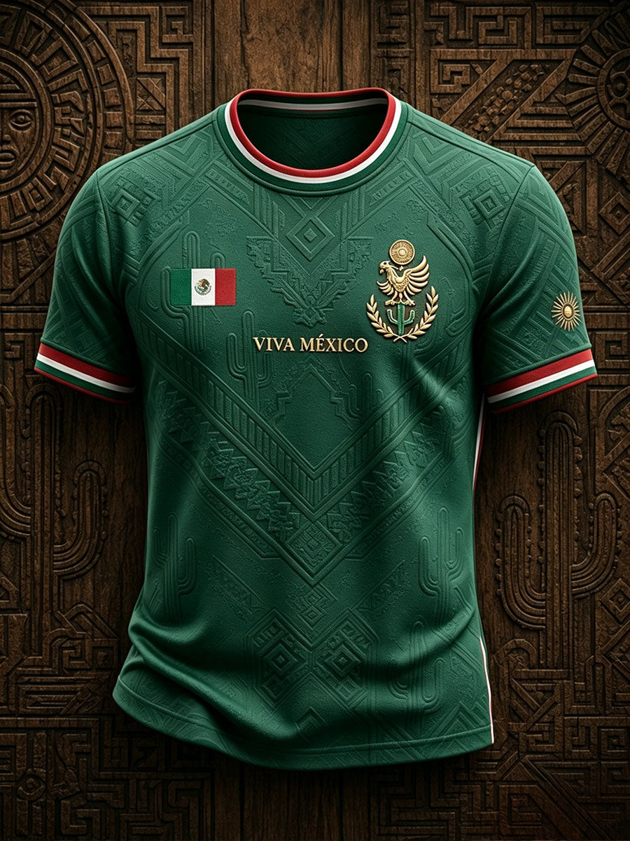Men's Mexico Football Lover Art Printed T-shirt
