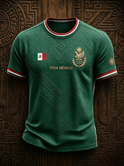 Men's Mexico Football Lover Art Printed T-shirt