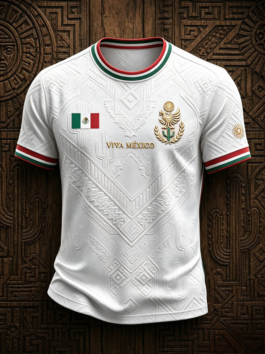 Men's Mexico Football Lover Art Printed T-shirt