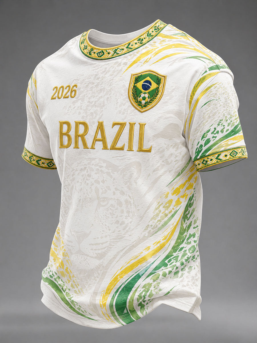 Men's Brazil Football Print Casual T-Shirt