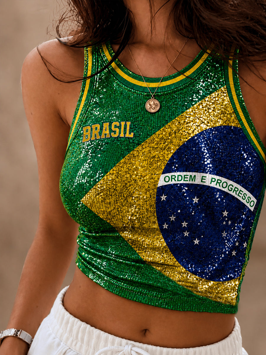 Women's Brazil Football Fan Gift Art Print Casual Vest