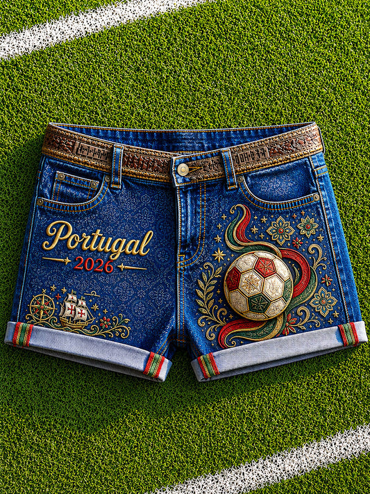 Women's Animal Art Printed Short Jeans