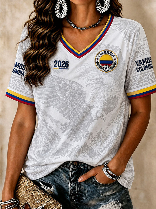 Women’s Colombia Soccer V-Neck T-Shirts