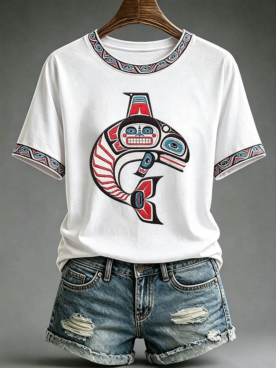 Women's Indigenous Totem Print Casual T-Shirt