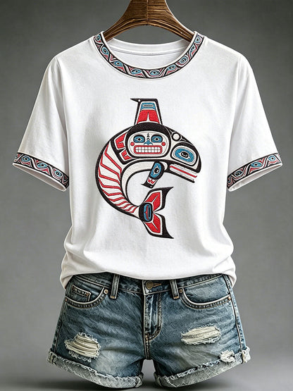 Women's Indigenous Totem Print Casual T-Shirt