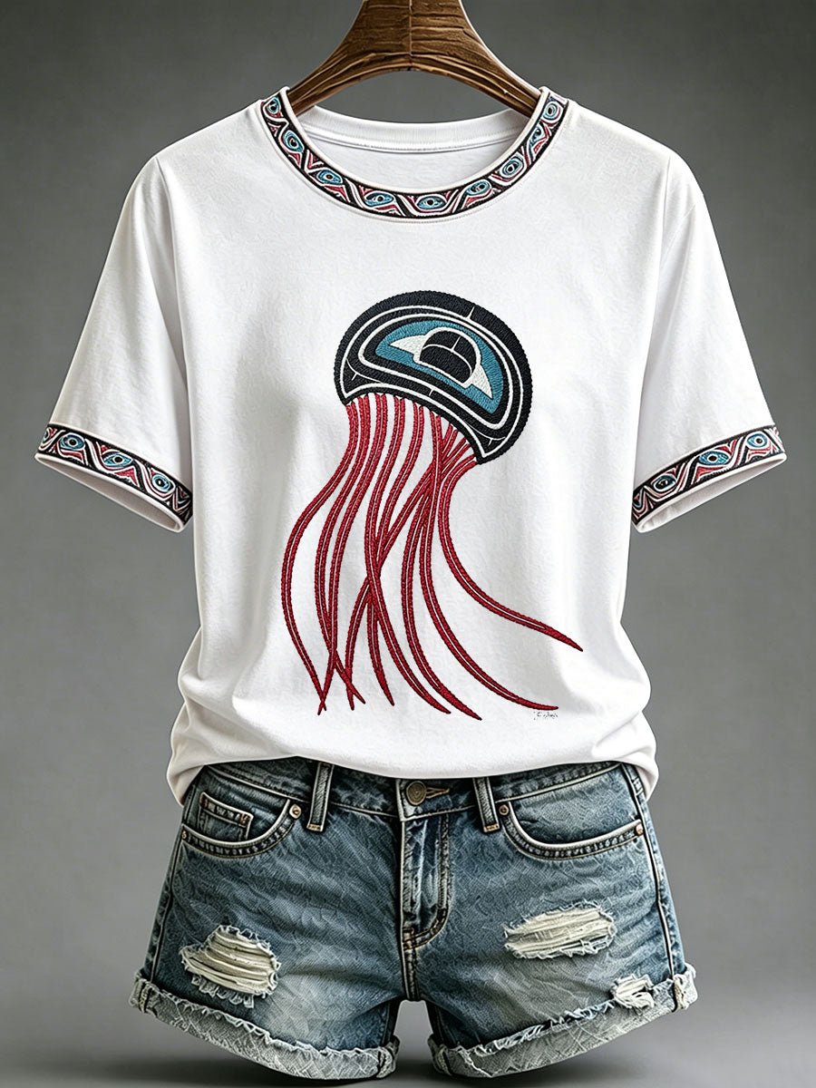Women's Indigenous Totem Print Casual T-Shirt