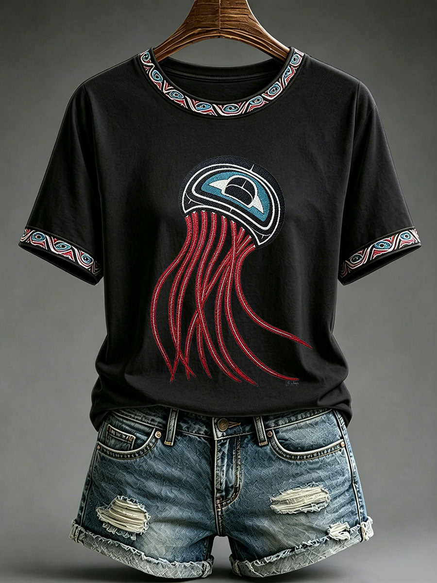 Women's Indigenous Totem Print Casual T-Shirt