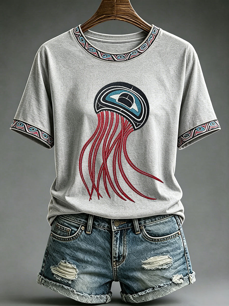 Women's Indigenous Totem Print Casual T-Shirt
