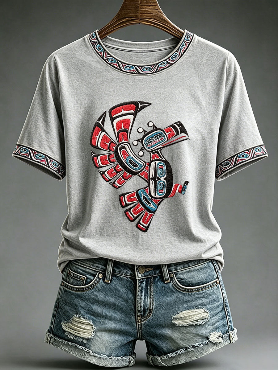 Women's Indigenous Totem Print Casual T-Shirt