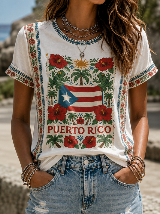 Women's Puerto Rico Printed short-sleeved T-shirt