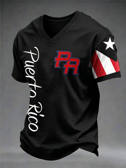 Men's Puerto Rico Printed V-neck T-shirt