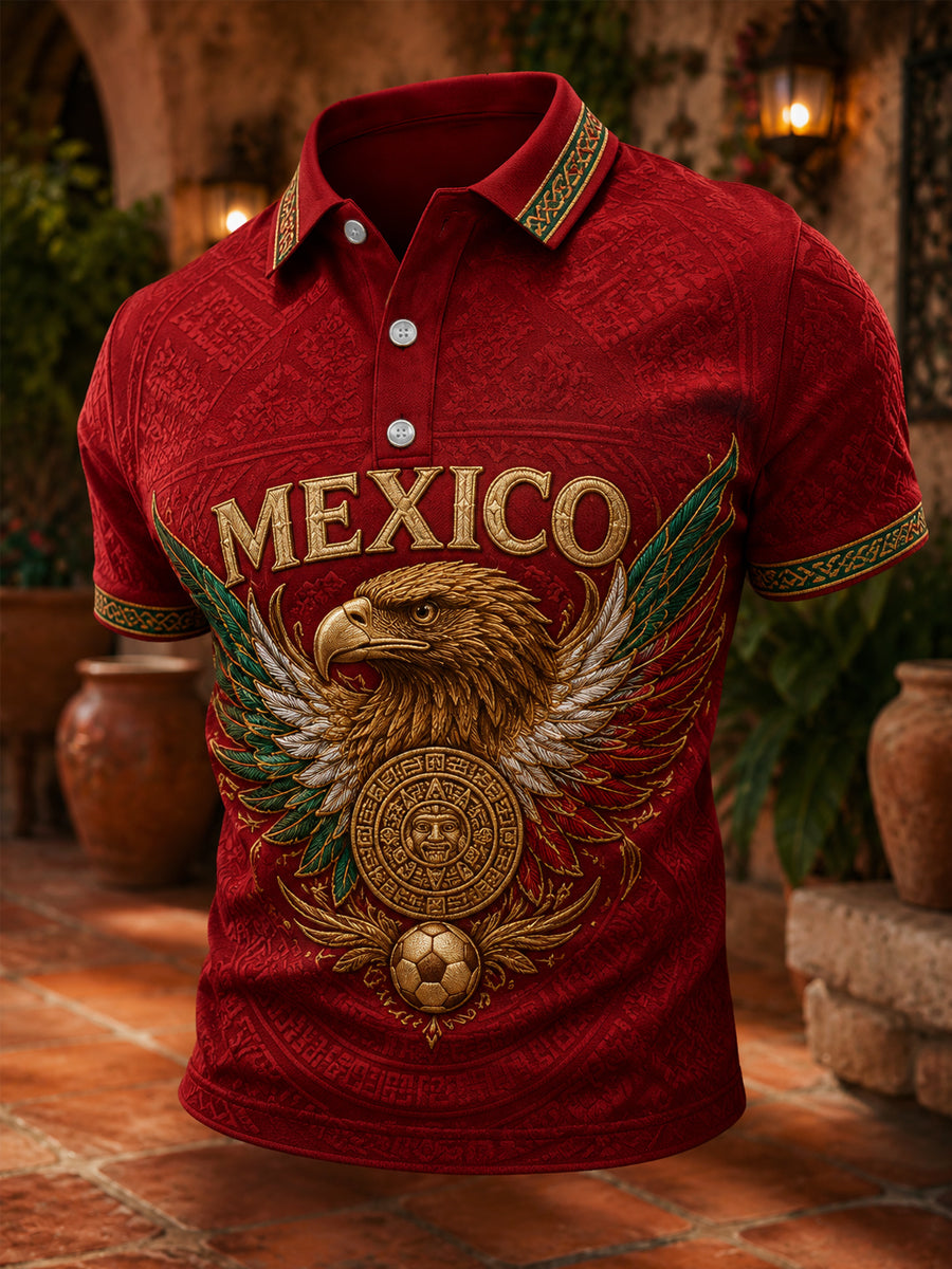 Men's Mexico Print Casual Polo