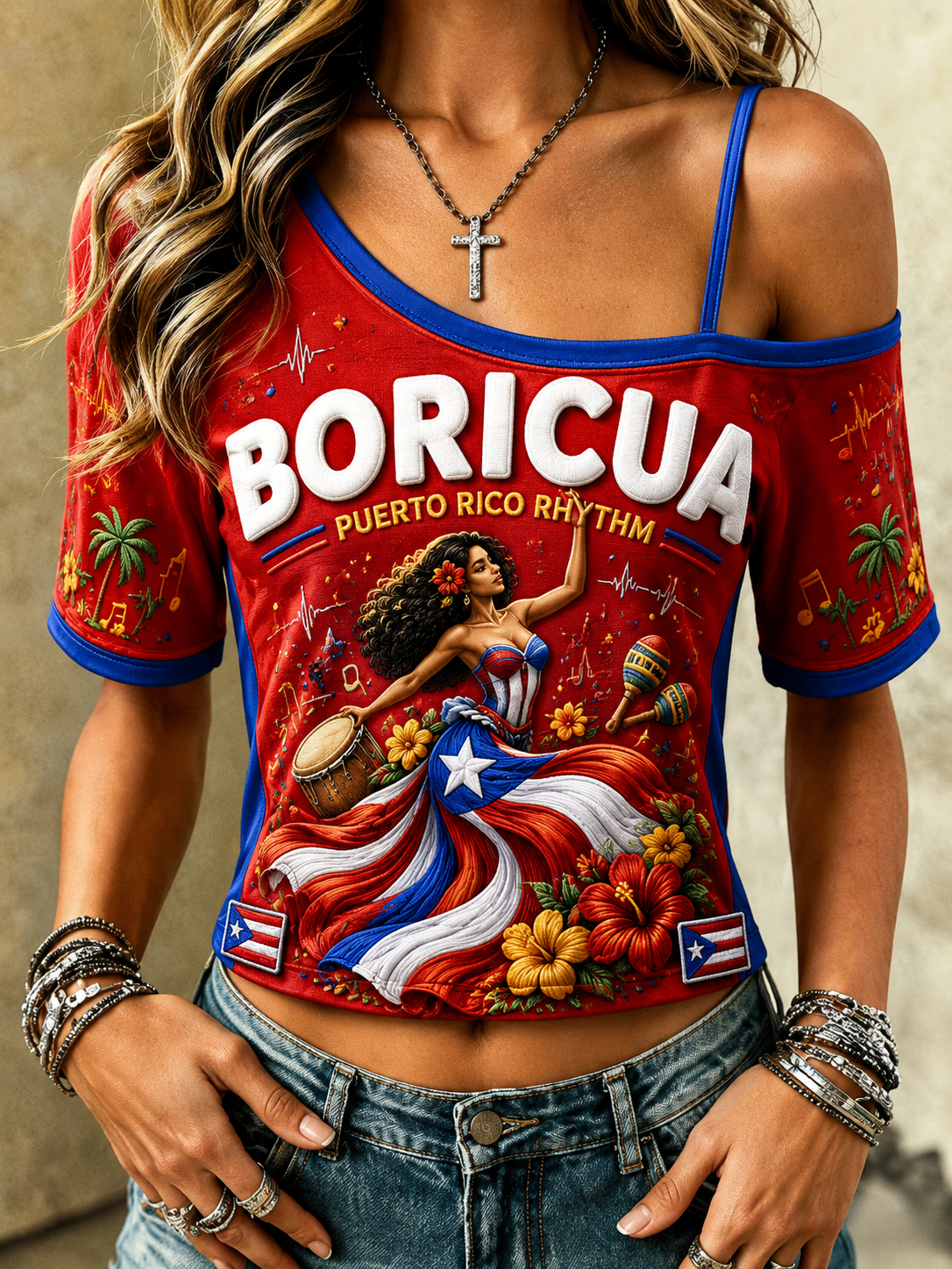 Women's Puerto Rico Colombian Football Casual T-Shirt